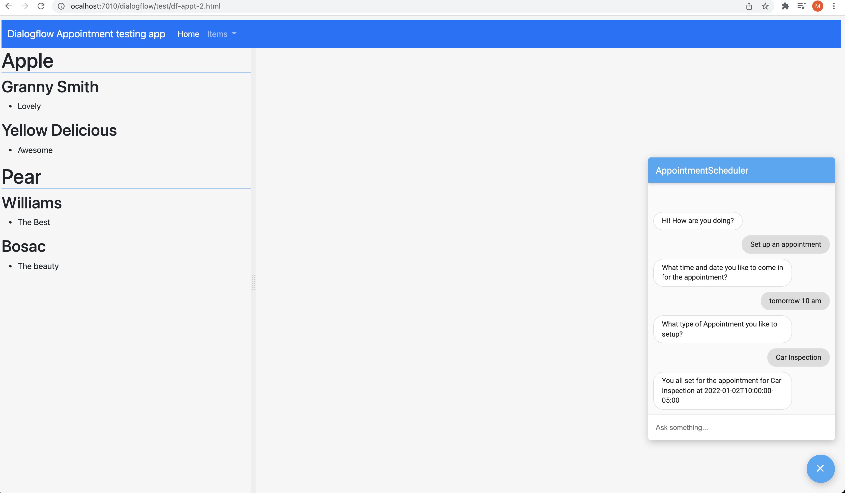 Demo appointment type