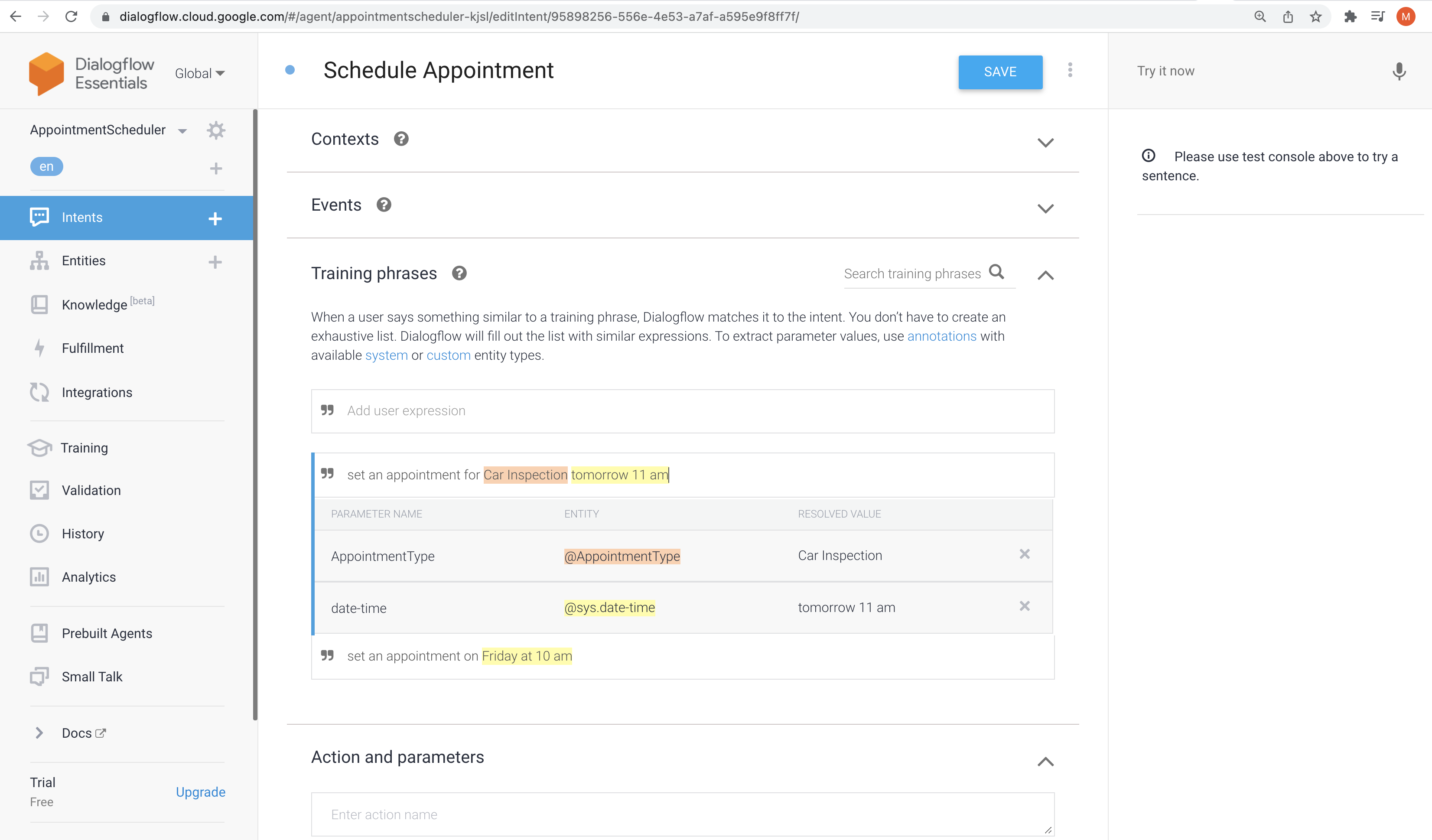 setting up appointment type