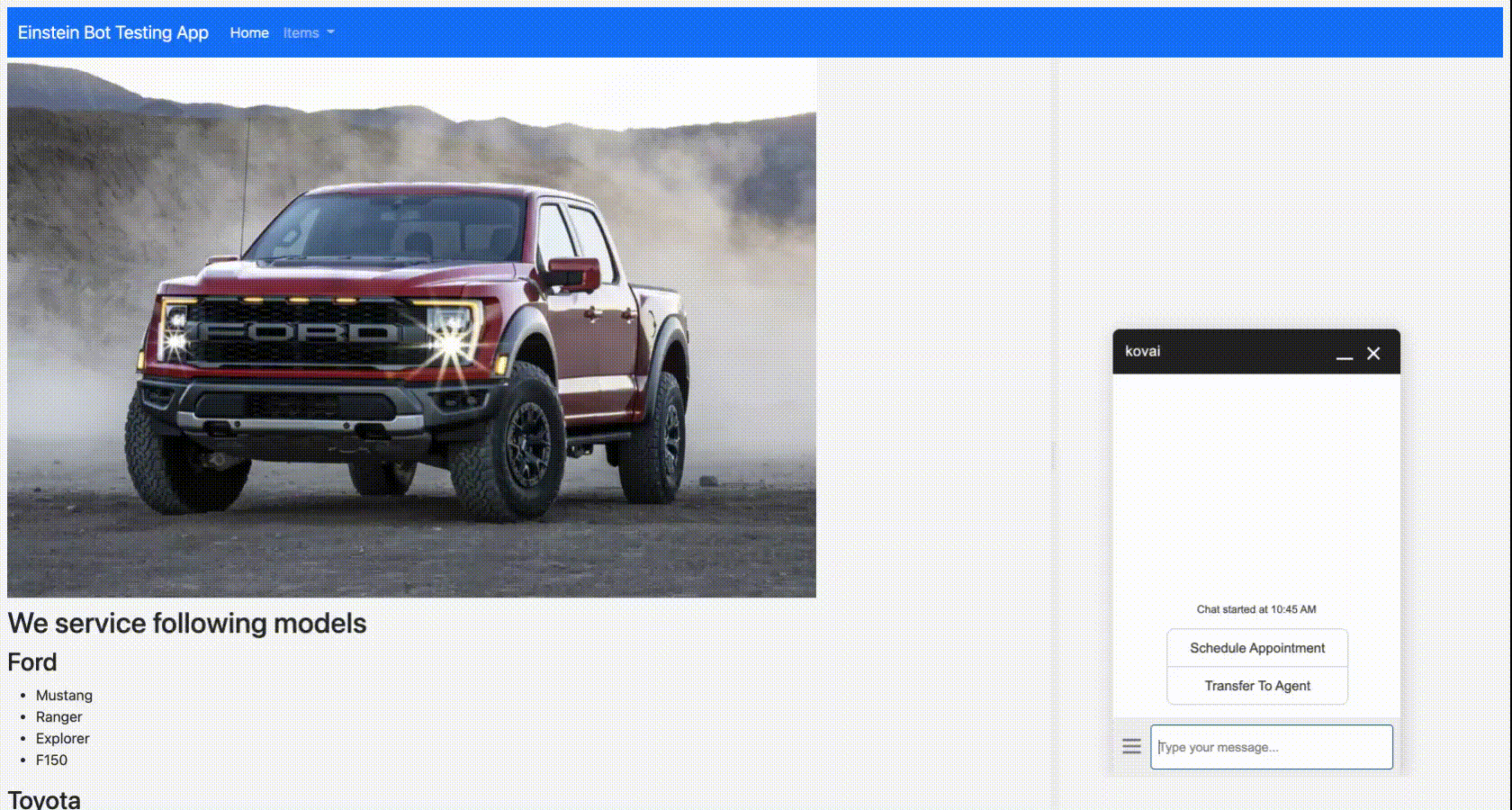 Einstein bot appointment scheduler demo