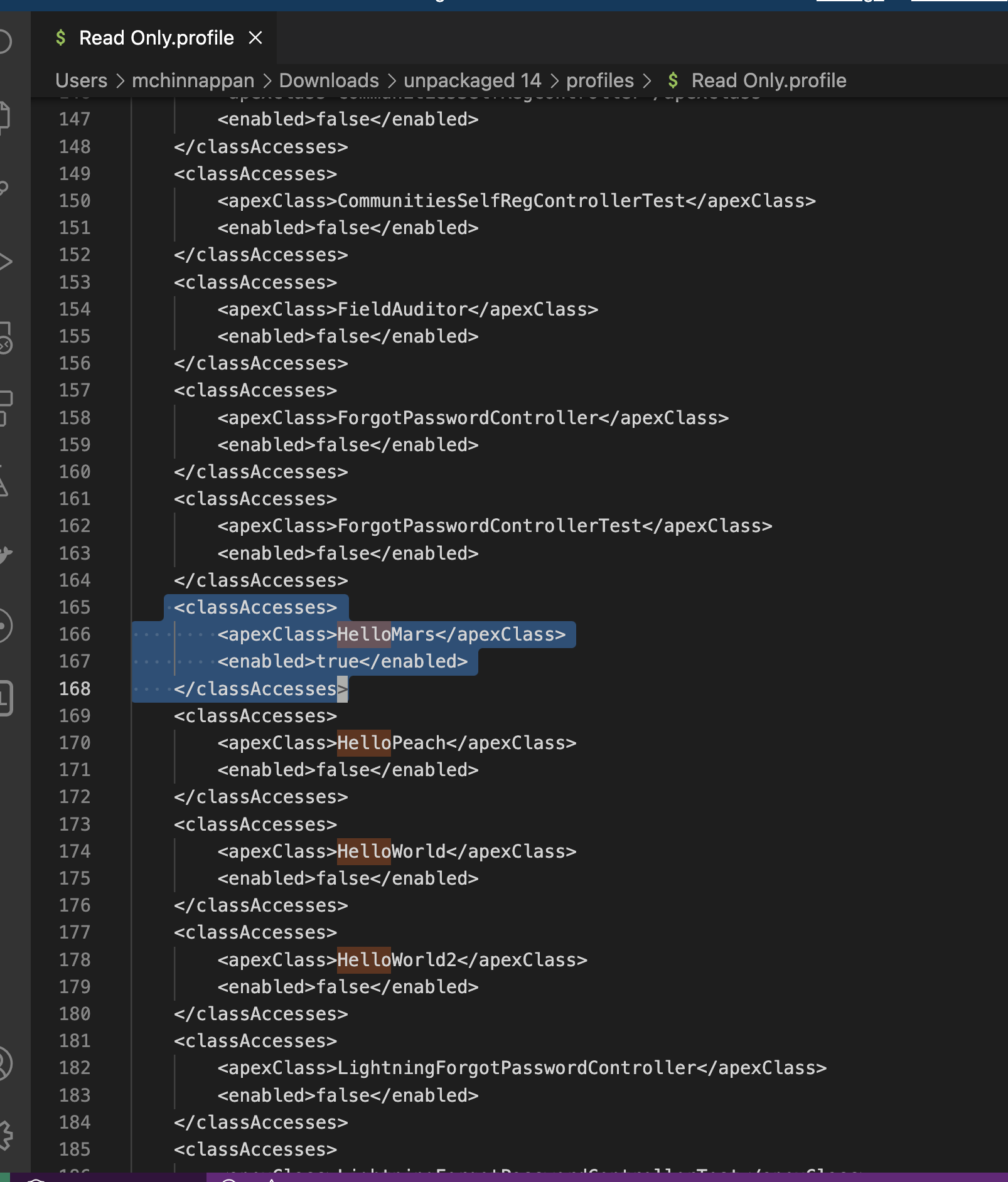 profile after security setting