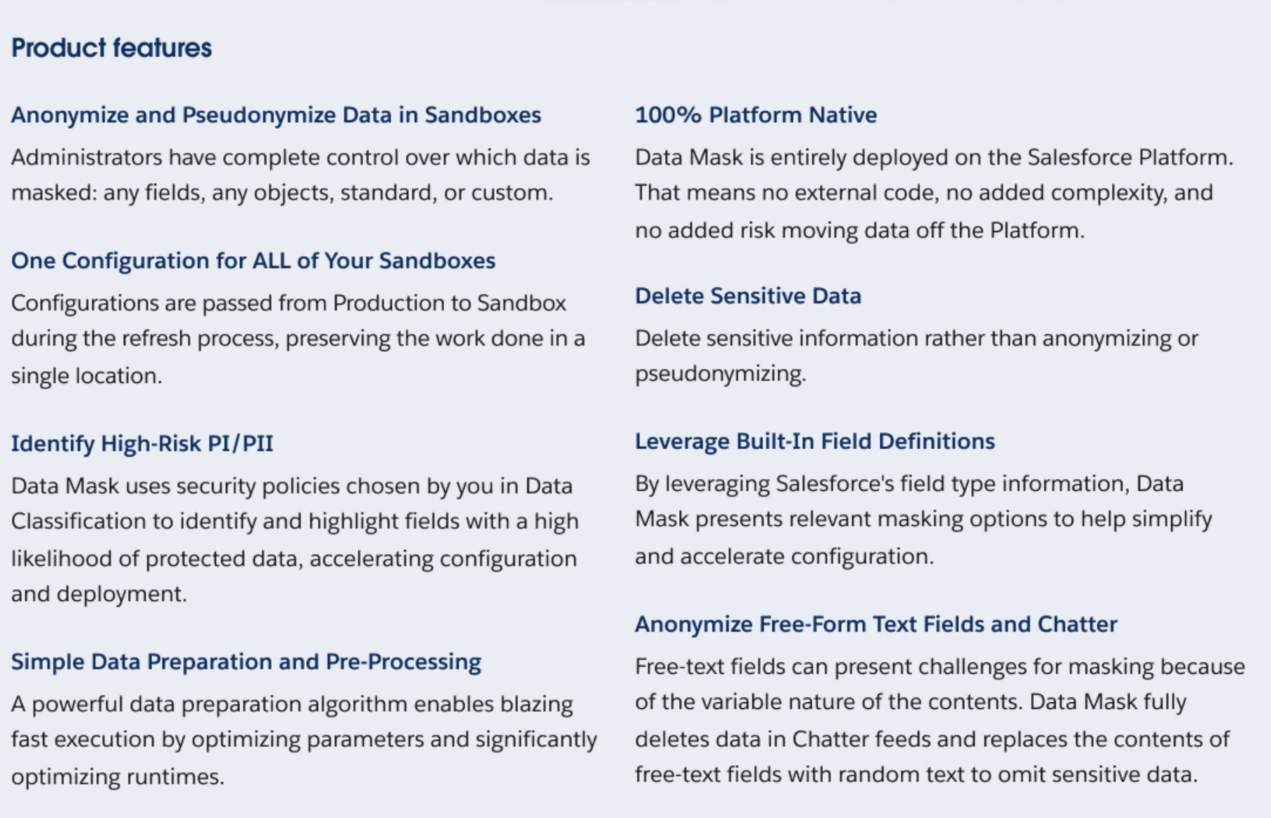 data mask features